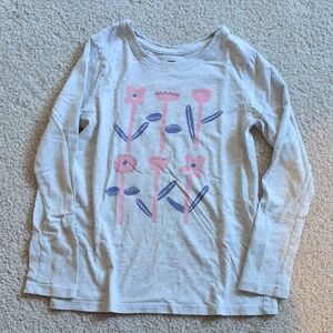 Tea Collection Long Sleeve Shirt - Light Gray and Pink Floral